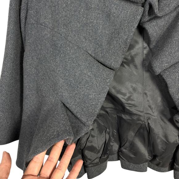 Anthropologie Tabitha Jacket Size 6 Gray Blue Wool Blend Terrace House Ruffle - Picture 4 of 11